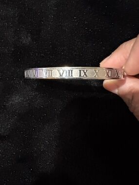 Silver Roman Numeral Bangle Bracelet